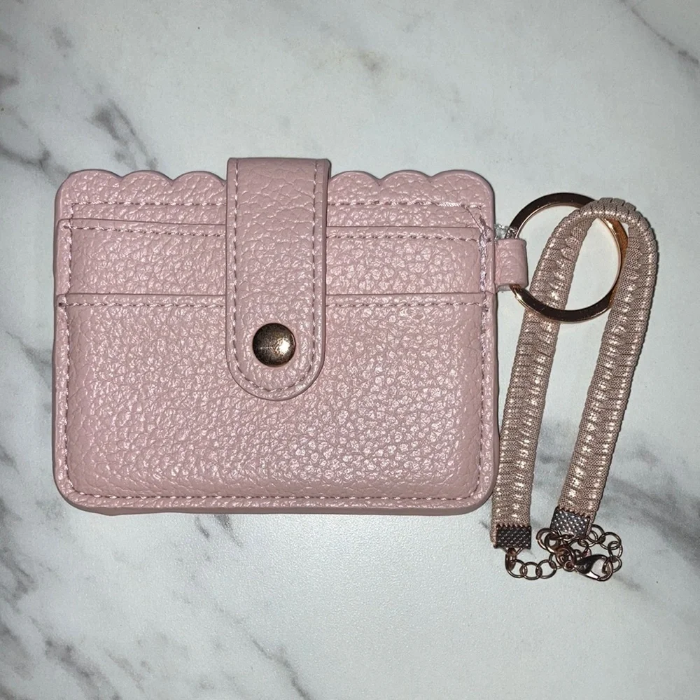 Pink Card Holder with Keychain